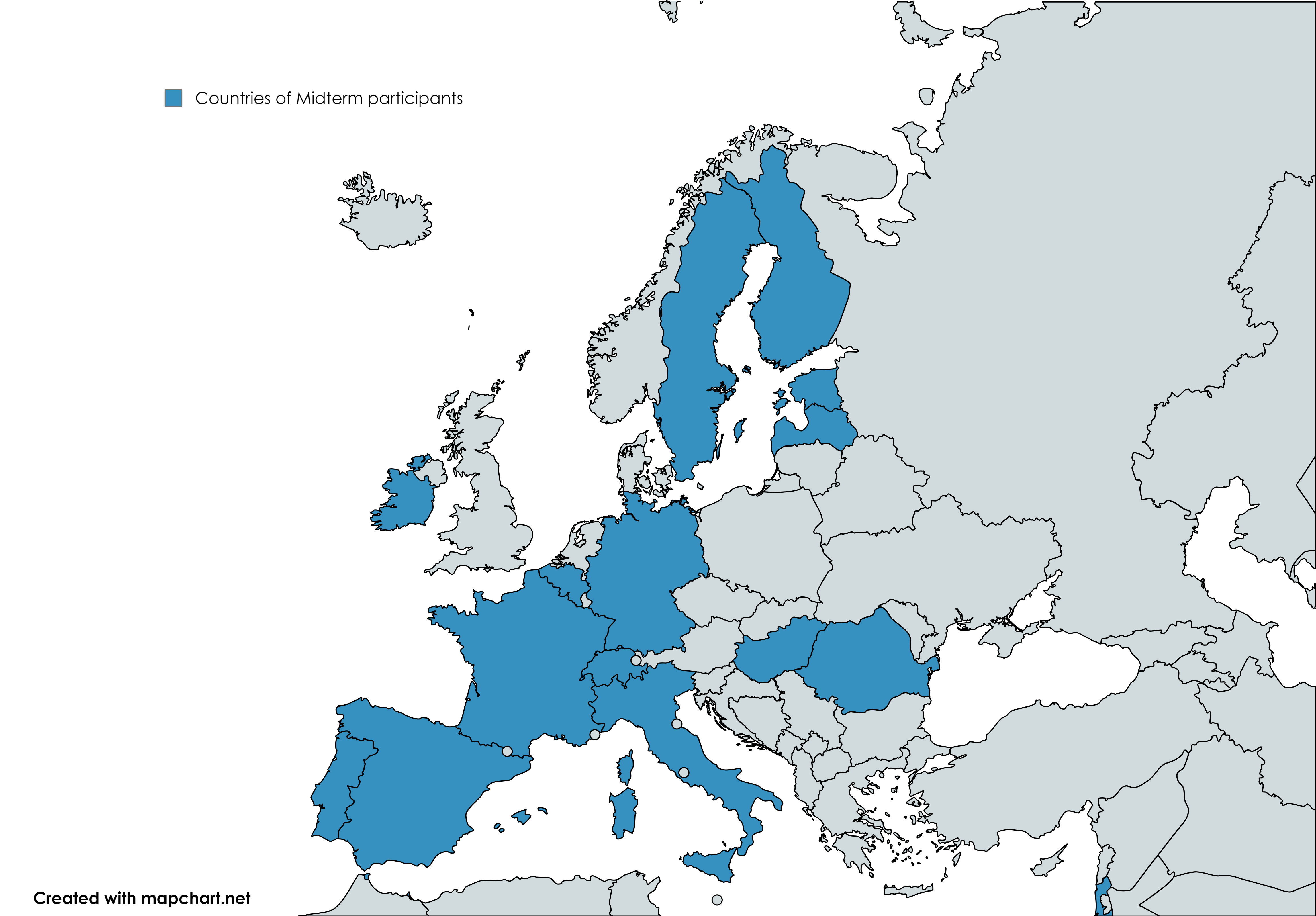 Countries of the participants: Sweden, Finland, Estonia, Latvia, Ireland, Portugal, Spain, France, Belgium, Germany, Italy, Switzerland, Israel, Hungary, Romania