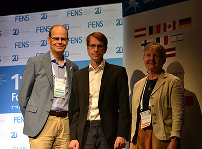 Eero Castren, Botond Roska and Marlies Dorlöchter at FENS Forum 2018