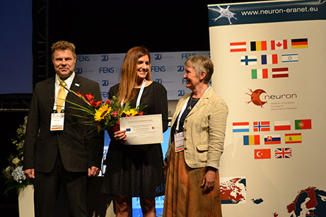 Erkki Raulo, EPNA Awardee 2017 Cristina García Cáceres and Marlies Dorlöchter; © ERA-NET NEURON