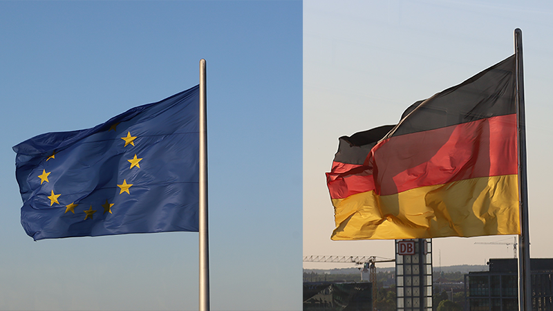 EU flag and Germany flag