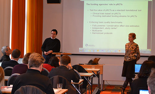 Speaker and audience at the Workshop on ‚Quality assurance, and reproducibility of results‘, Oslo, January 2017